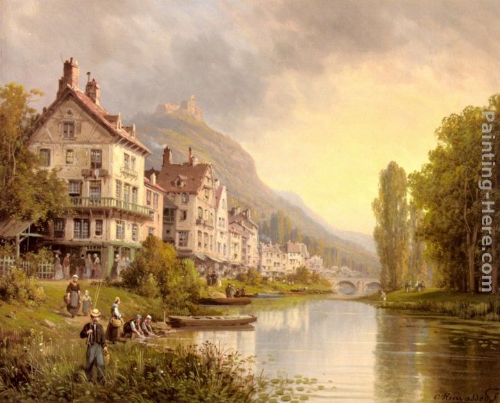 Charles Euphrasie Kuwasseg Au Bord De La Riviere